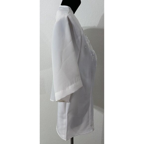 Sellecca Women Size 8 Blouse Dressy Embroidery Cut Out Fabric Button - Picture 7 of 10